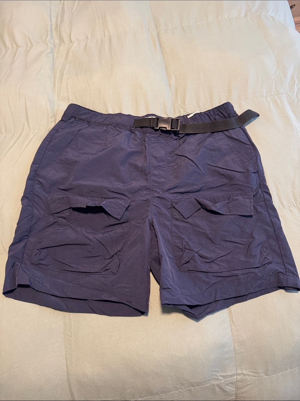 Men's Pacsun Navy Nylon Cargo Shorts with Integrated Belt